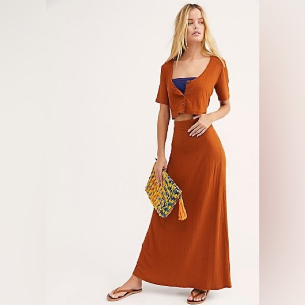 Free people FP Beach Gloria Set Rust/brown Sz S NWOT